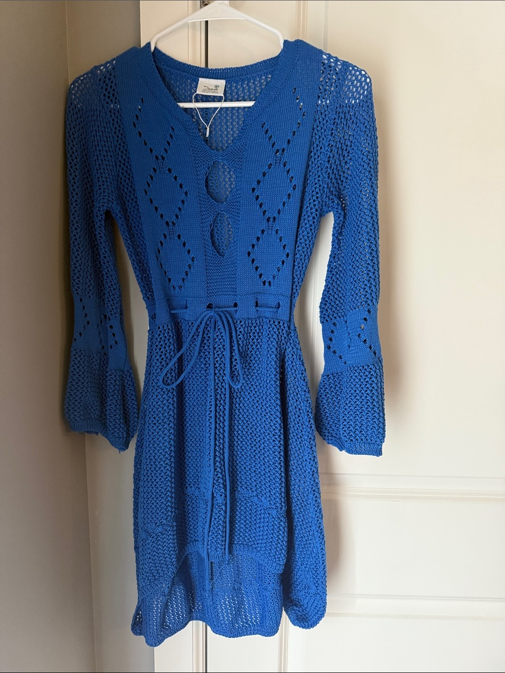 Blue Knit Tie - Swim cover up.
